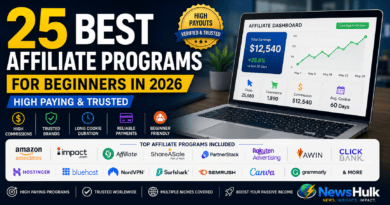 25 Best Affiliate Programs for Beginners in 2026 featuring top affiliate networks like Amazon Associates, Hostinger, CJ Affiliate, ShareASale, Impact, and PartnerStack