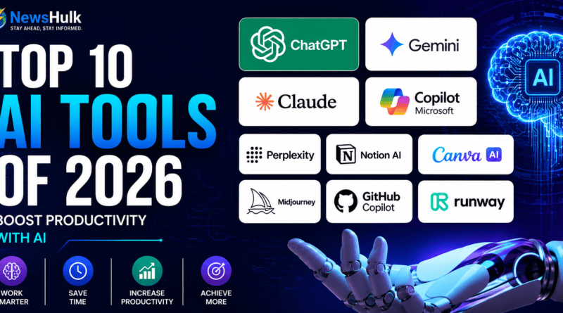Best AI Tools 2026 featuring top AI productivity, writing, coding, design, and automation tools for professionals