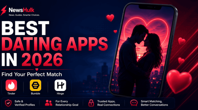 Best Dating Apps in 2026 – Featured image showing top dating apps with NewsHulk branding