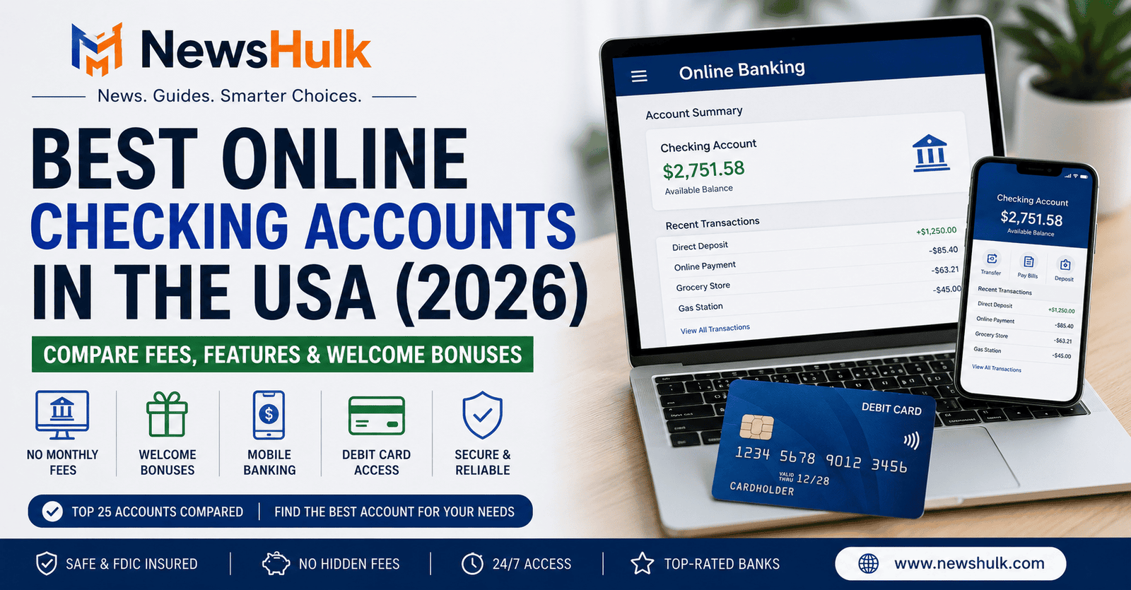 Best Online Checking Accounts in the USA (2026): Compare Fees, Features & Welcome Bonuses