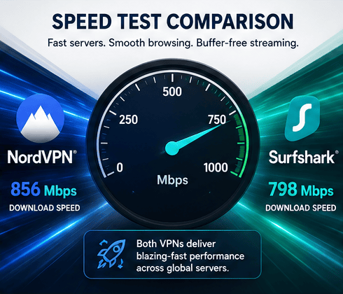 NordVPN vs Surfshark comparison 2026